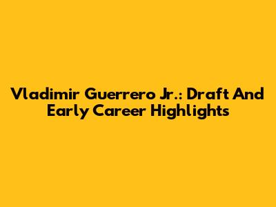 Vladimir Guerrero Jr.: Draft And Early Career Highlights